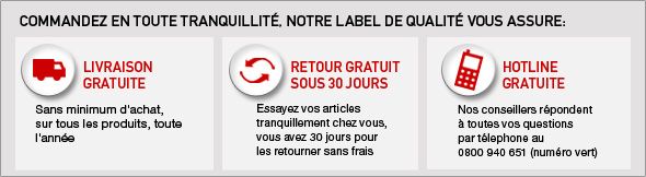 Notre label qualit&eacute; vous assure la livraison gratuite et un retour jusqu' &agrave; 30 jours