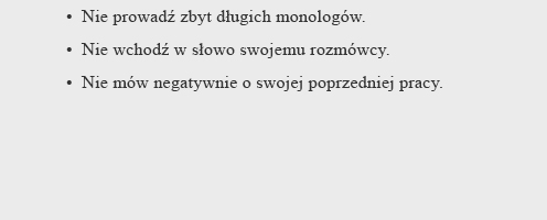 Czego nie robić podczas rozmowy kwalifikacyjnej Don'ts: Czego nie robić podczas rozmowy kwalifikacyjnej