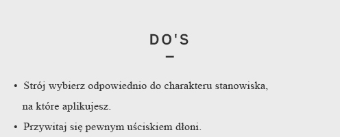 Co robić podczas rozmowy kwalifikacyjnej Do's: Co robić podczas rozmowy kwalifikacyjnej